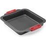 Kép 1/5 - Lékué Non-Stick Square Cake Mould tapadásmentes négyzetes tortaforma, acél, szilikon piros fogantyúk, szürke - 887260
