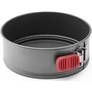 Kép 1/9 - Lékué Non-Stick Springform Cake Tin tapadásmentes kerek csatos tortaforma, D=200mm, lecsatolható palást, kivehető alj, acél, szilikon piros fogantyú, szürke - 887307