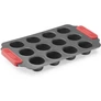 Kép 1/4 - Lékué Non-Stick Mini Muffins Mould tapadásmentes mini muffin sütőforma, 12db muffinhoz, acél, szilikon piros fogantyúk, szürke - 887406