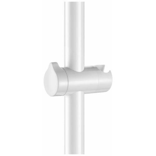 DELABIE fehér nylon bevonatú, csúsztatható zuhanyfej tartó 32 mm-es zuhanykapaszkodókra, ergonomikus rögzítőfejjel
