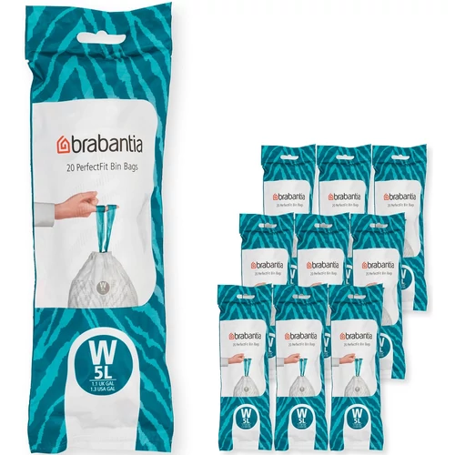 Brabantia PerfectFit szemeteszsák, W méret, 5L, Multipack 200 zsák, 10 tekercs, 20 zsák/tekercs