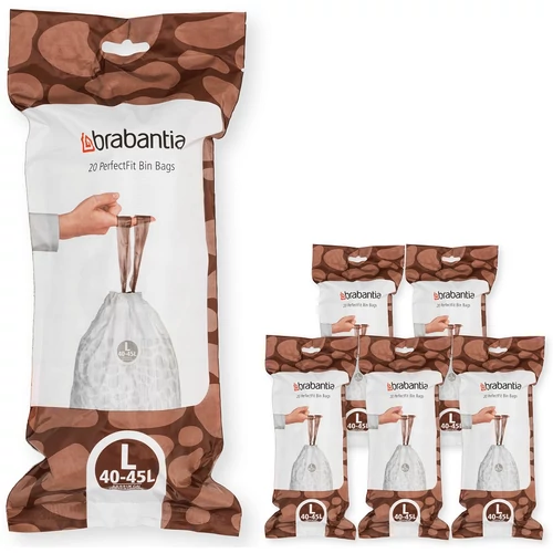 Brabantia PerfectFit szemeteszsák, L méret, 40-45L, Multipack 120 zsák, 6 tekercs, 20 zsák/tekercs