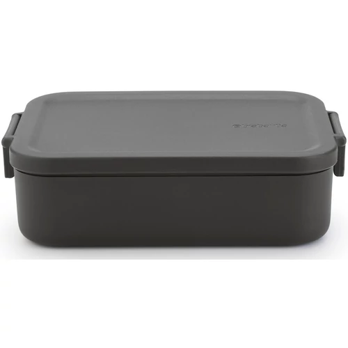 Brabantia Make & Take Lunch Box közepes méretű ételhordozó doboz, 1100 ml, szivárgás- és légmentes záródás, bepattintós (clip-on) zárómechanizmus, BPA mentes műanyag, sötétszürke - 202520