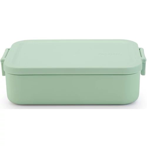 Brabantia Make & Take Lunch Box közepes méretű ételhordozó doboz, 1100 ml, szivárgás- és légmentes záródás, bepattintós (clip-on) zárómechanizmus, BPA mentes műanyag, jáde zöld - 202605