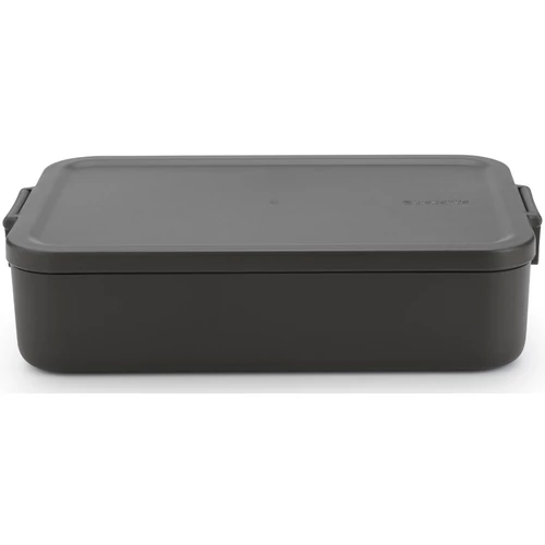 Brabantia Make & Take Lunch Box Bento nagy méretű ételhordozó doboz, 2000 ml, kivehető belső elválasztó rekeszek, szivárgás-/légmentes záródás, bepattintós (clip-on) záródás, BPA mentes műanyag, sötétszürke - 203480