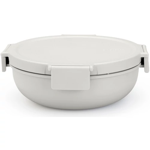 Brabantia Make & Take Salad Bowl salátástál, 1300 ml, szivárgás- és légmentes záródás, bepattintós (clip-on) zárómechanizmus, kerek forma, műanyag, világosszürke - 206368