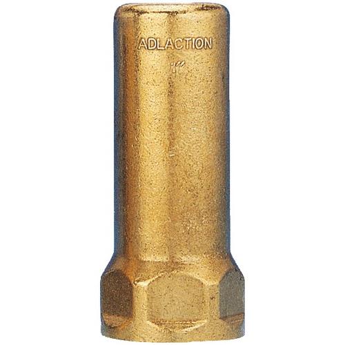 DELABIE vízütés csillapító, vízkalapács elnyelő r.m. acél rugóval, dugattyúval, max. 20 bar, H=98mm sárgaréz test, F1"