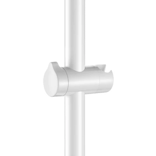 DELABIE fehér nylon bevonatú, csúsztatható zuhanyfej tartó 32 mm-es zuhanykapaszkodókra, ergonomikus rögzítőfejjel