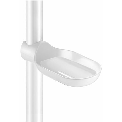 DELABIE csúsztatható szappantartó 25 mm és 32 mm átmérőjű zuhanykapaszkodókra, lekerekített, fehér