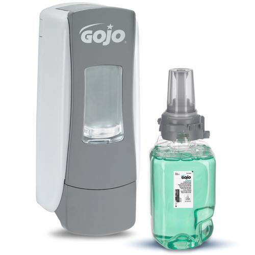 GOJO ADX-7 Starter kezdőcsomag D1 - 1db fehér/szürke ADX-7 nyomógombos adagoló + 1db Luxus habszappan patron 700ml