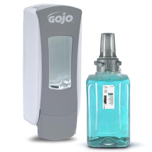 GOJO ADX-12 Starter kezdőcsomag D1 - 1db fehér/szürke ADX-12 nyomógombos adagoló + 1db Freshberry habszappan patron 1250ml