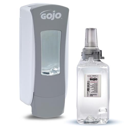 GOJO ADX-12 Starter kezdőcsomag D1 - 1db fehér/szürke ADX-12 nyomógombos adagoló + 1db Antimikrobiális Plus habszappan patron 1250ml