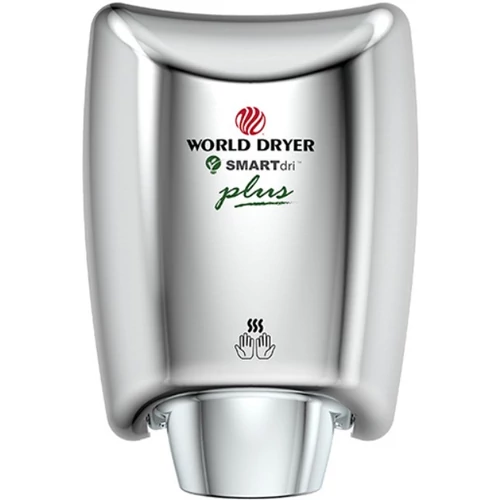 WORLD DRYER SMARTdri Plus okos kézszárító, állítható sebesség és fűtőszál, 400-1200W, 10mp, r.m. acél fényes, K48-972P2