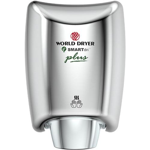 WORLD DRYER SMARTdri Plus okos kézszárító, állítható sebesség és fűtőszál, 400-1200W, 10mp, r.m. acél fényes, K48-972P2