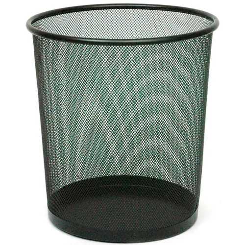 Hulladékgyűjtő, papírkosár, fekete acél fémhálóból, D=240mm-295mm, H=345mm, 19L