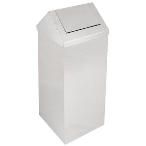 Billenőfedeles hulladékgyűjtő, 60 liter, álló, 720 mm magas, rozsdamentes acél, matt