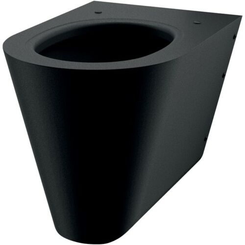 DELABIE vandálbiztos fali WC csésze megerősített hátlappal, 1,5mm r.m. acél, matt fekete Teflon bevonat, DEL110310BK