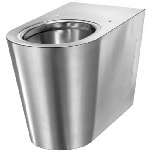 DELABIE vandálbiztos álló WC csésze, alsó és hátsó kifolyású, 1,5mm rozsdamentes acél, selyem, DEL110300