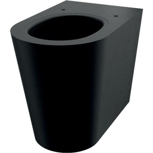 DELABIE vandálbiztos álló WC csésze, alsó és hátsó kifolyású, 1,5mm rozsdamentes acél, matt fekete Teflon bevonat, DEL110300BK