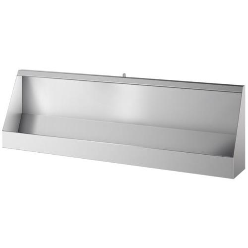 Vandálbiztos piszoár vályú, fali rögzítésű, 4 személyes, r.m. acél, selyem, 1,2 mm falvastagság, 2400 mm
