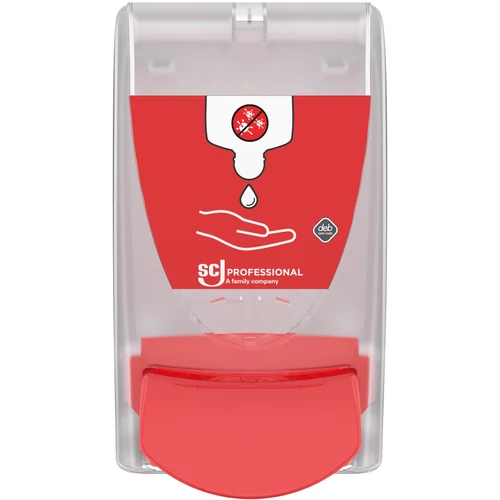 SCJP Proline Sanitize kézfertőtlenítő adagoló InstantFOAM COMPLETE és InstantGEL kézfertőtlenítő patronhoz, manuális, 1L, színtelen/piros