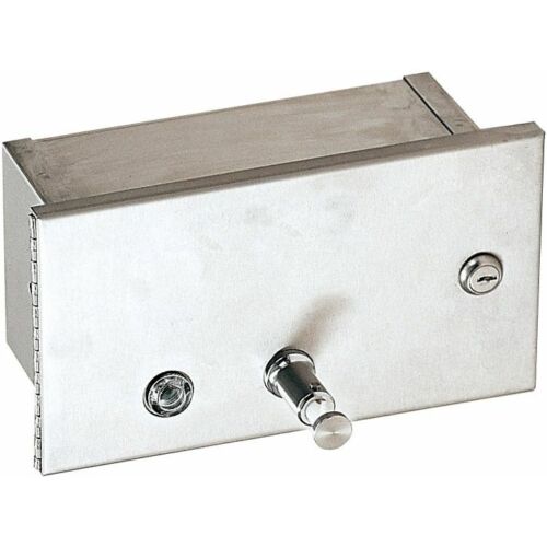 Beépített szappanadagoló fém tartállyal, vízszintes, kulccsal zárható, r.m. acél, selyem, 1,2L