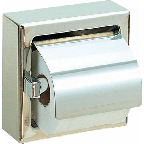 Fali WC-papír tartó  fedővel, fém kerettel, 1 tekercses, r.m. acél, fényes, INOX