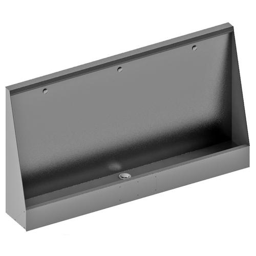 Vandálbiztos piszoár fal, padlón álló, 4 személyes, r.m. acél, selyem, 1,2 mm falvastagság, 2400 mm