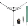 Kép 1/14 - Brabantia Rotary Dryer Lift-O-Matic Advance kerti ruhaszárító 50m, forgatható, D=50mm, ultra könnyen állítható magasság, földbe szúrható, védőzsák, csipesztartó, metál szürke - 100246