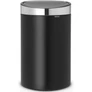 Kép 1/7 - Brabantia Touch Bin New Soft-Touch nyomófedeles hulladékgyűjtő belső tartállyal, ovális, 40L - L méret, acél, matt fekete test, ujjlenyomatmentes fedő - 114847