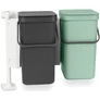 Kép 1/13 - Brabantia Sort & Go Built in Bin beépített szemetes, ajtóra szerelhető, ajtóval együtt nyíló, felnyitható fedéllel, 2x12L - C méret, műanyag, sötétszürke és jáde zöld - 214448