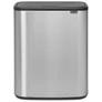 Kép 1/14 - Brabantia Bo Touch Bin nyomófedeles hulladékgyűjtő XXL, padlón álló, műanyag tartály, 60L - M méret, r.m. acél, selyem ujjlenyomatmentes - 223082