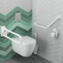 Kép 4/6 - DELABIE akadálymentes fali WC-kefe hosszú szárral, nagy szilárdságú nylon-ból, kivehető belső tartállyal, lopásbiztos rögzítéssel, fehér
