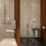 Kép 1/2 - DELABIE Be-Line fali WC-kefe hosszú nyéllel, fedővel, biztonsági rögzítéssel, 1mm AISI304 r.m. acél, antracit