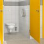 Kép 2/3 - Vandálbiztos közösségi WC kabin fal mögötti rögzítésű WC-vel és direkt öblítő szeleppel.
