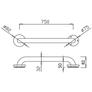 Kép 2/2 - 750mm egyenes kapaszkodó, D=32mm, 1,5mm falvastagság, acél, fehér